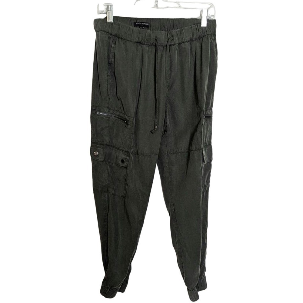 Banana Republic Green Cargo Style Pull On Jogger Pants Large Pocket Small